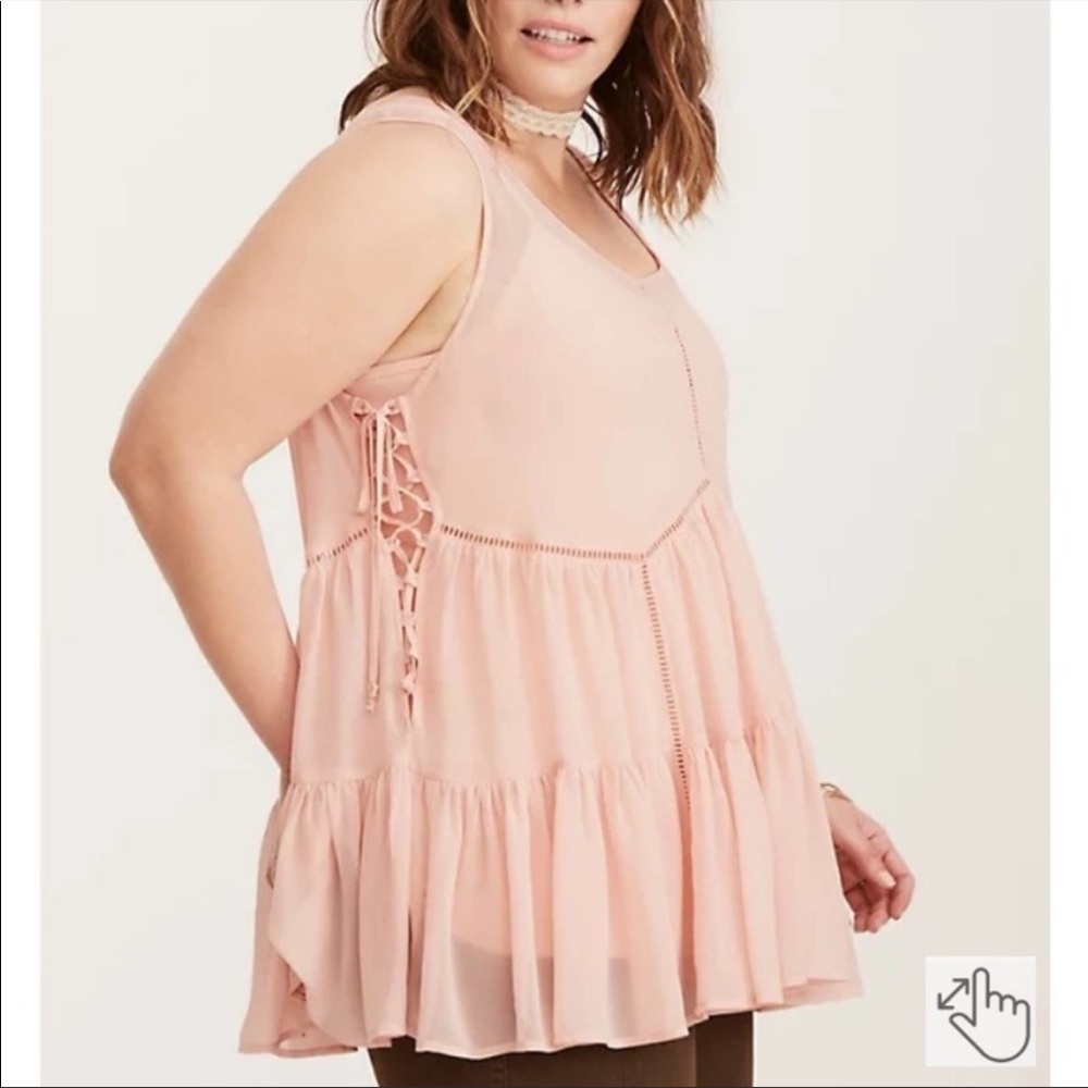 NWOT Torrid Nude Blush Pink Sheer Lace Up Side Top